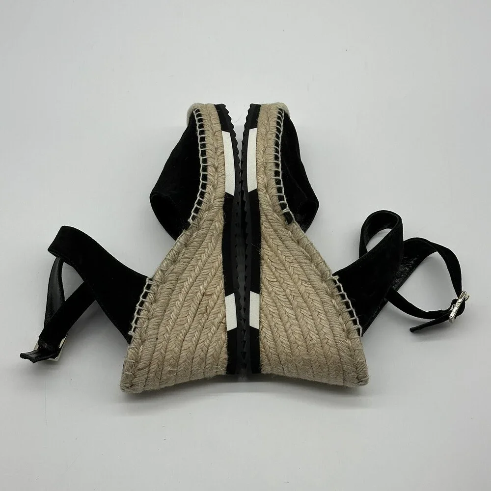 Diane von Furstenberg Palermo Suede Ankle Wrap Strap Wedge Espadrilles Size 8